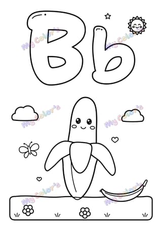 Coloriage La lettre B comme banane à imprimer