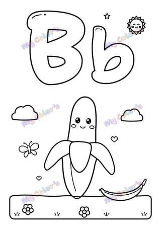 Coloriage La lettre B comme banane à imprimer