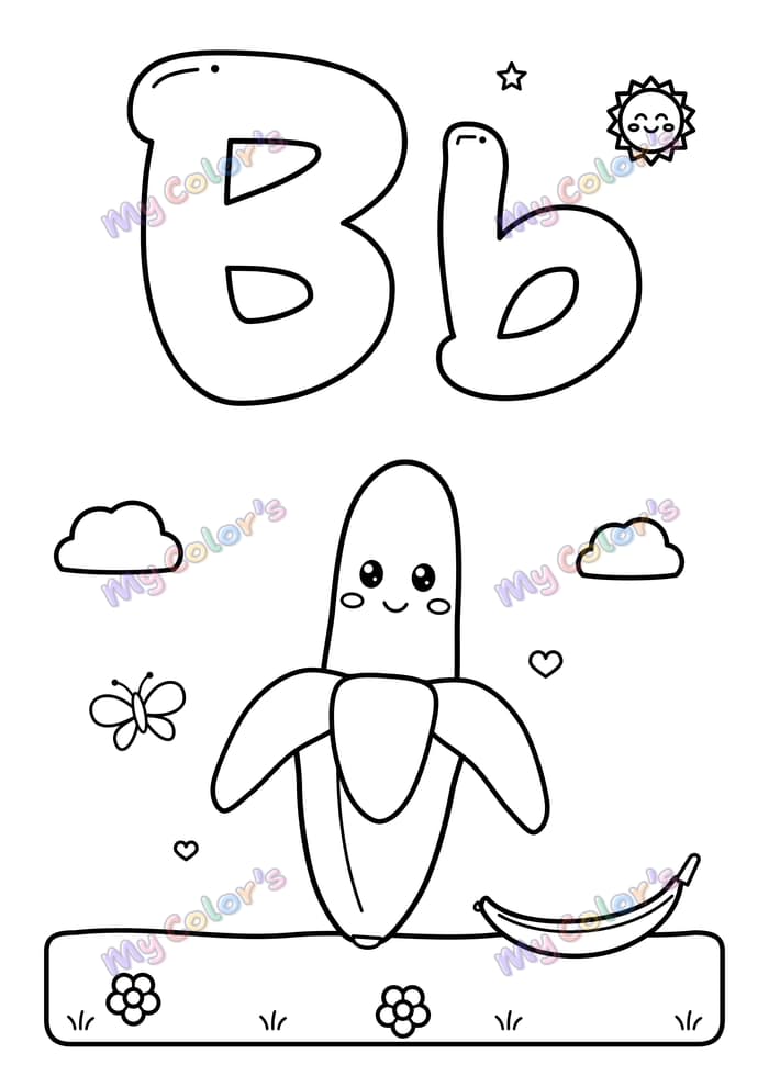 Coloriage La lettre B comme banane à imprimer