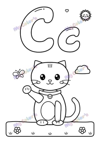 Coloriage La lettre C comme chat à imprimer