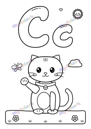 Coloriage La lettre C comme chat à imprimer
