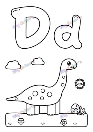 Coloriage La lettre D comme dinosaure à imprimer