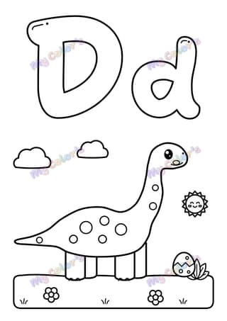 Coloriage La lettre D comme dinosaure à imprimer