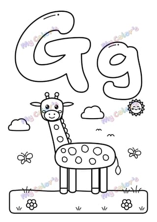 Coloriage La lettre G comme girafe à imprimer