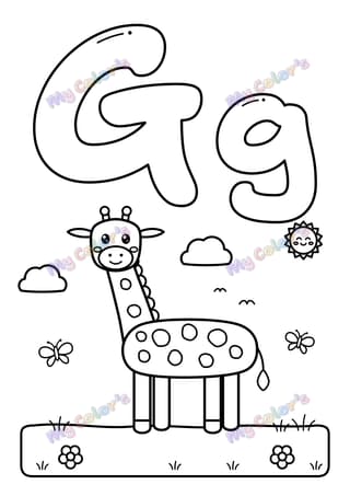 Coloriage La lettre G comme girafe à imprimer
