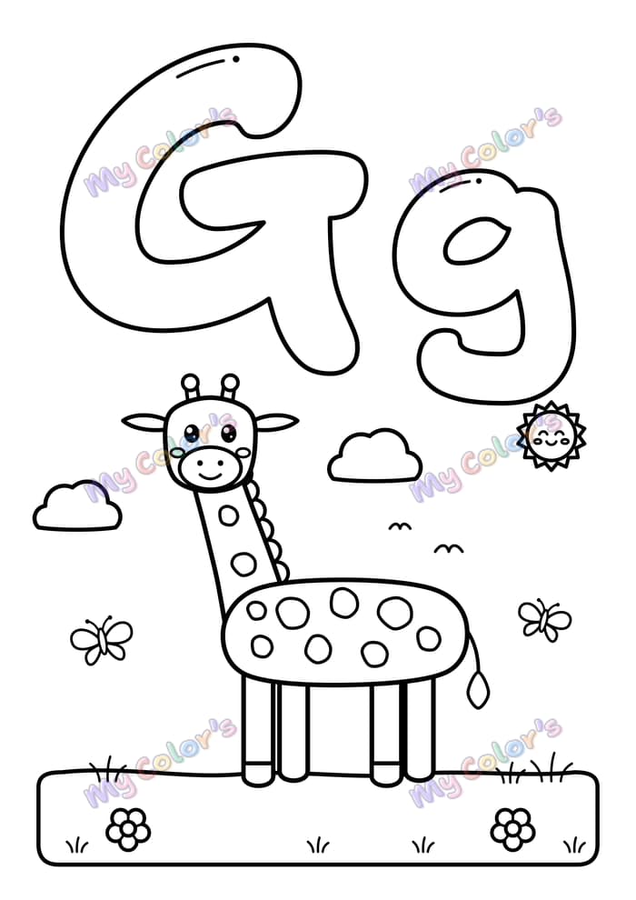 Coloriage La lettre G comme girafe à imprimer