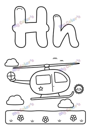 Coloriage La lettre H comme hélicoptère à imprimer