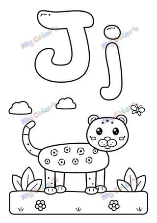 Coloriage La lettre J comme jaguar à imprimer