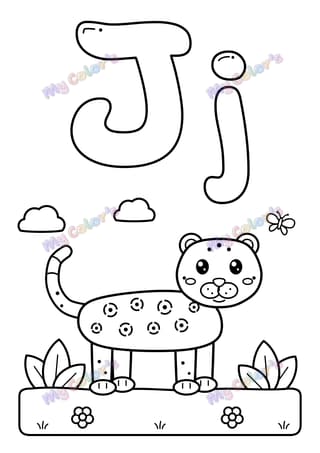 Coloriage La lettre J comme jaguar à imprimer