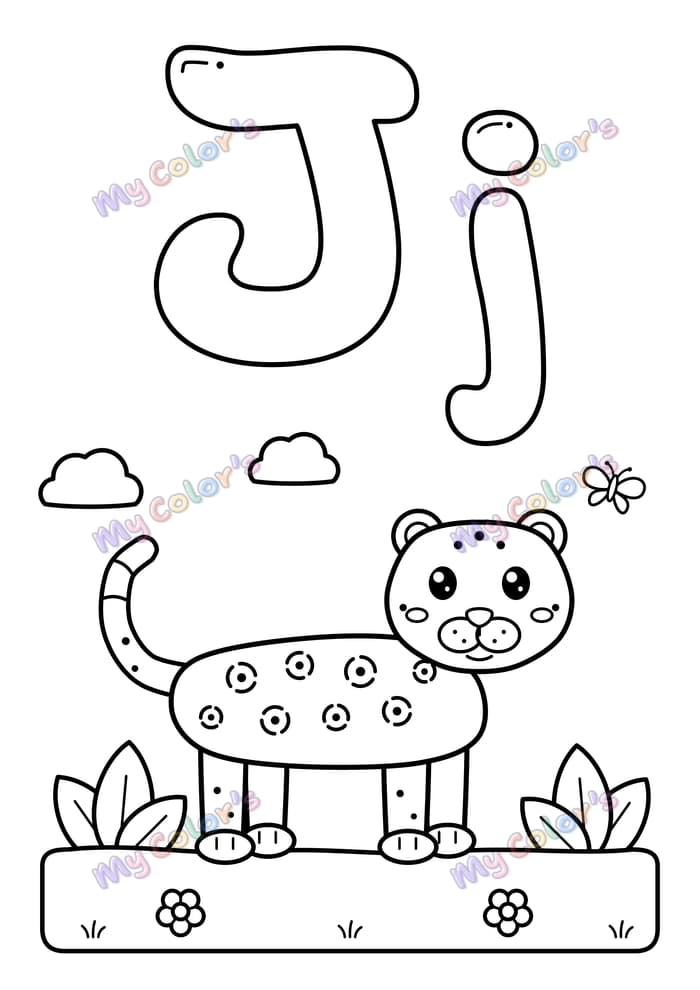 Coloriage La lettre J comme jaguar à imprimer