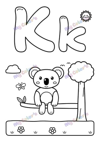 Coloriage La lettre K comme koala à imprimer