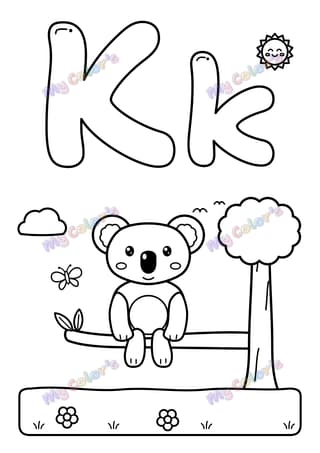 Coloriage La lettre K comme koala à imprimer