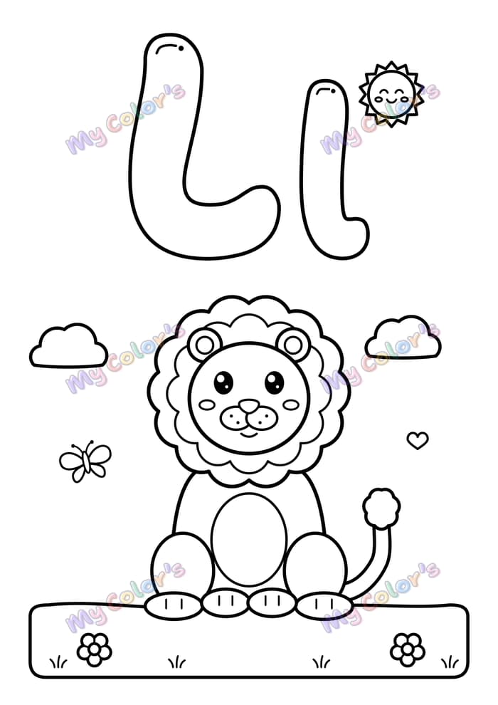 Coloriage La lettre L comme lion à imprimer