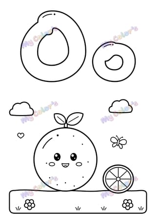 Letter O for orange printable coloring page