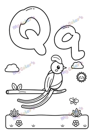 Coloriage La lettre Q comme quetzal à imprimer