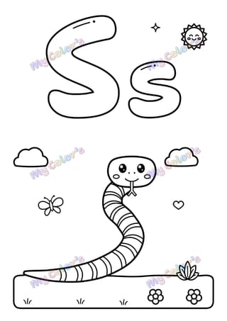Coloriage La lettre S comme serpent à imprimer