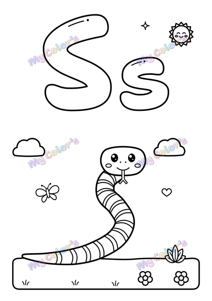 Coloriage La lettre S comme serpent à imprimer