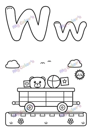 Coloriage La lettre W comme wagon à imprimer