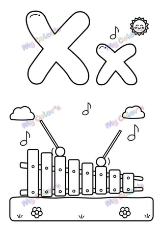 Coloriage La lettre X comme xylophone à imprimer