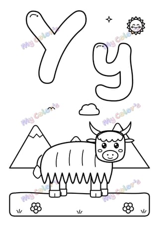 Coloriage La lettre Y comme yack à imprimer