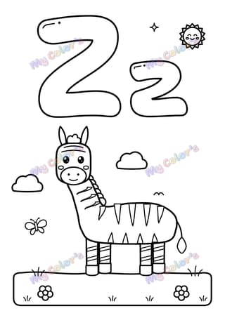Letter Z for zebra printable coloring page