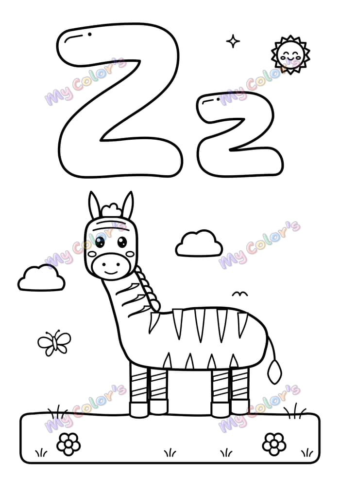 Coloriage La lettre Z comme zèbre à imprimer