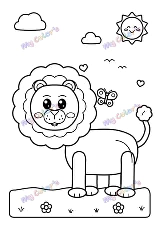 Coloriage Le lion qui sourit à imprimer