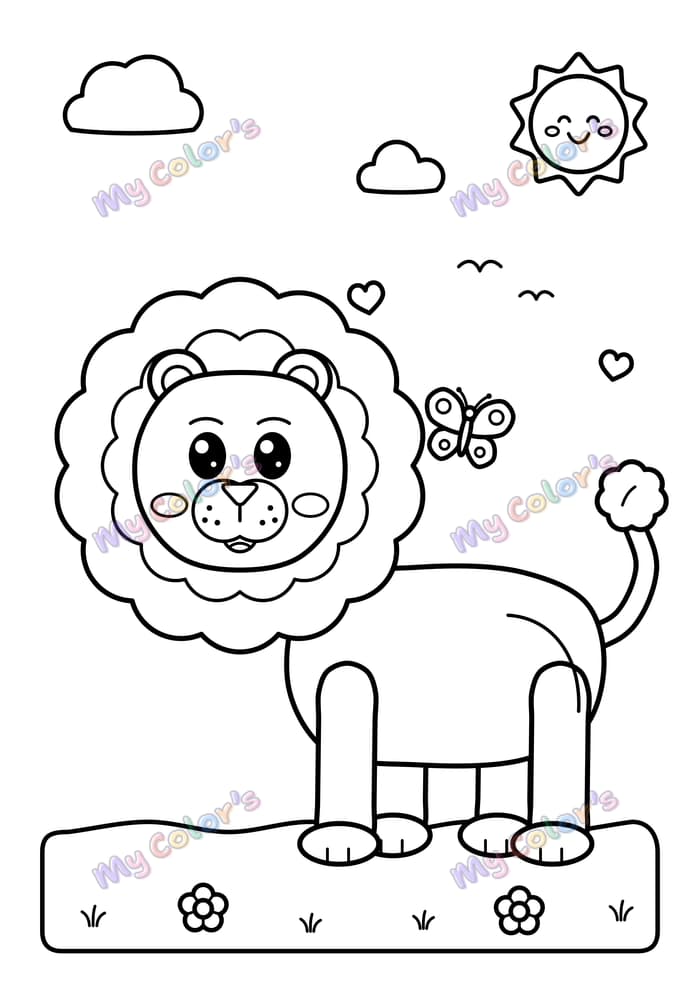 Coloriage Le lion qui sourit à imprimer