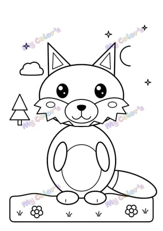 Coloriage Le loup sous la lune à imprimer