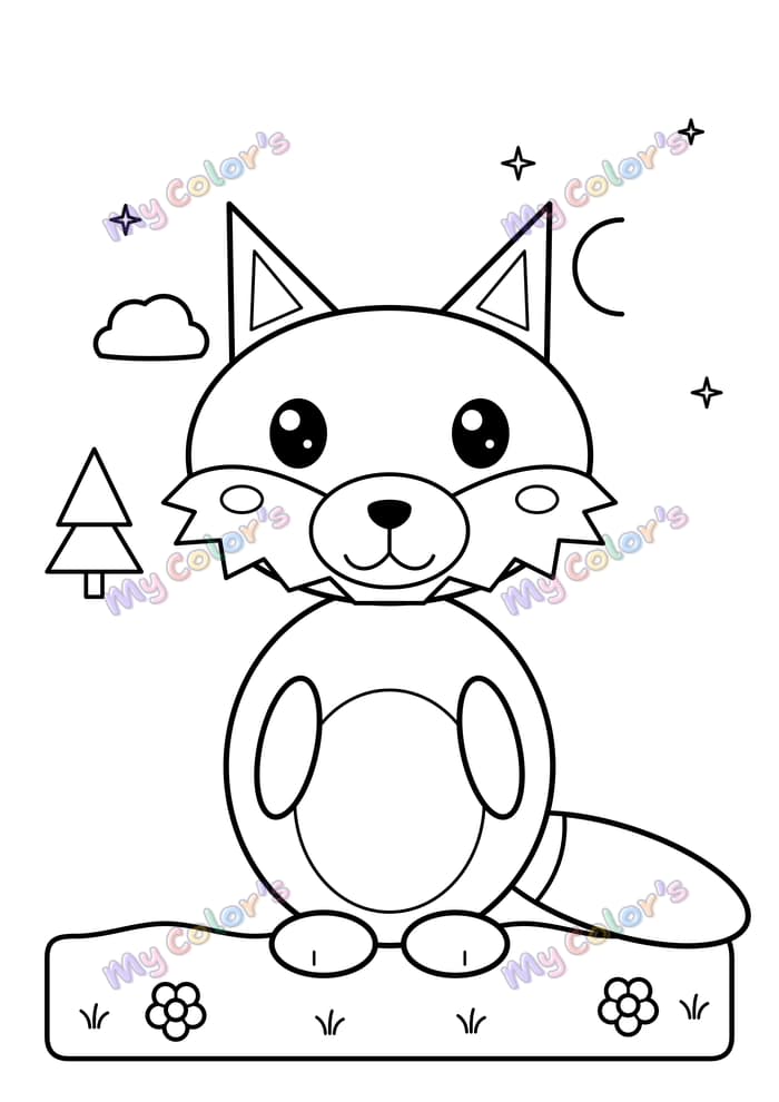 Coloriage Le loup sous la lune à imprimer