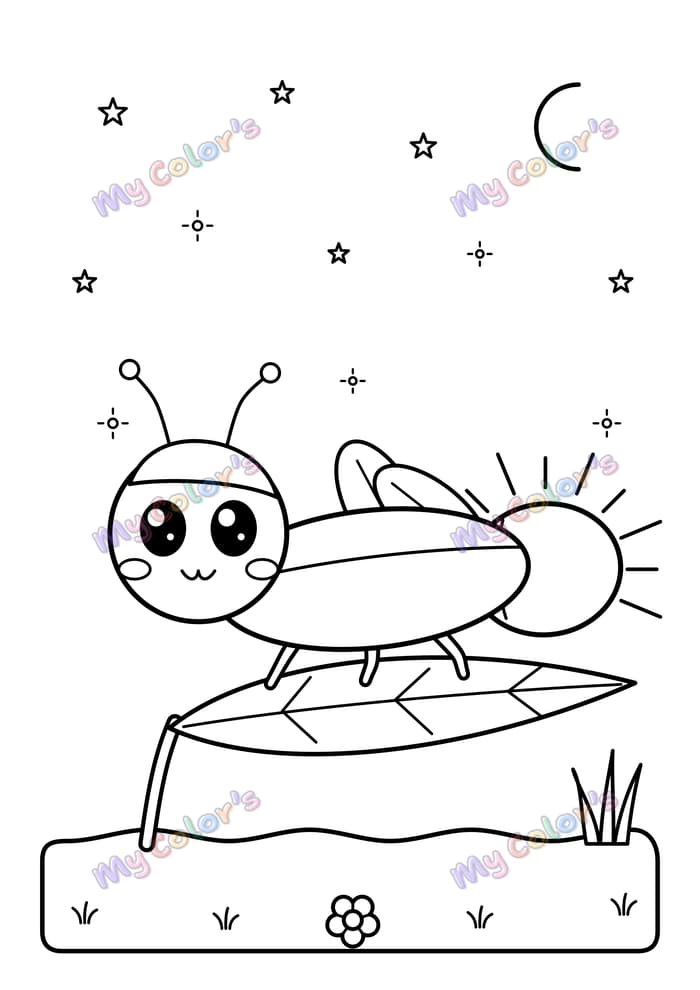 Coloriage La luciole dans la nuit à imprimer
