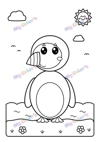 Coloriage Le macareux au bec rayé à imprimer
