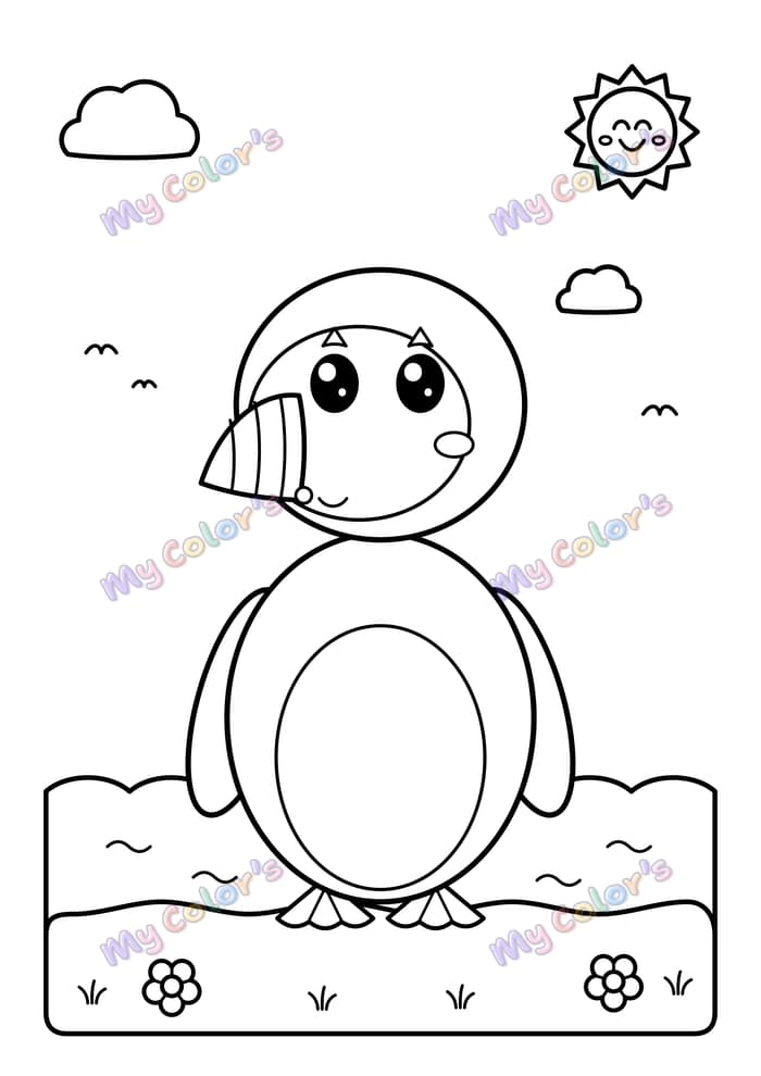 Coloriage Le macareux au bec rayé à imprimer