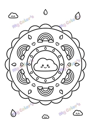 Coloriage Mandala arc-en-ciel à imprimer