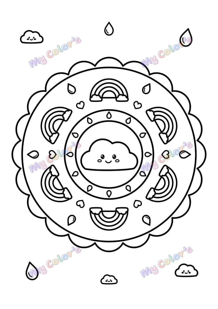 Coloriage Mandala arc-en-ciel à imprimer