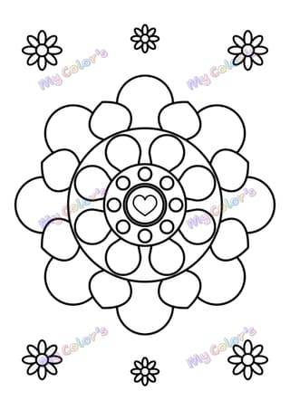 Coloriage Mandala bouquet de pétales à imprimer