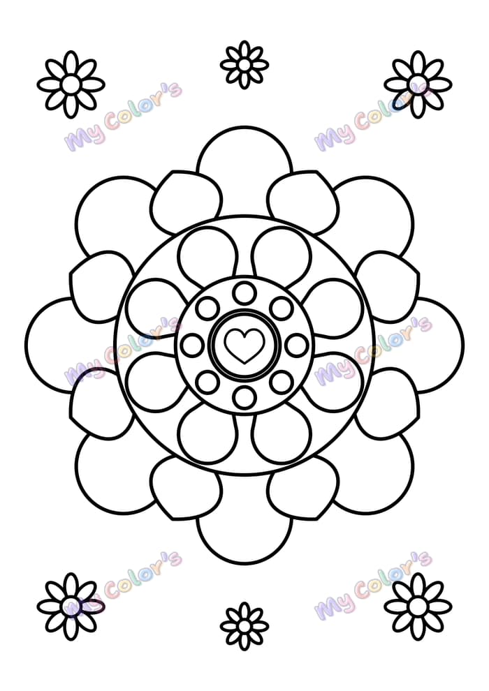 Coloriage Mandala bouquet de pétales à imprimer