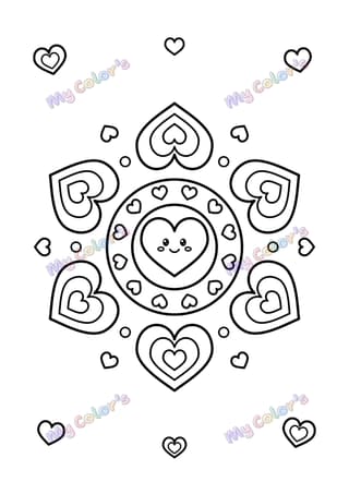 Coloriage Mandala cœurs gigognes à imprimer