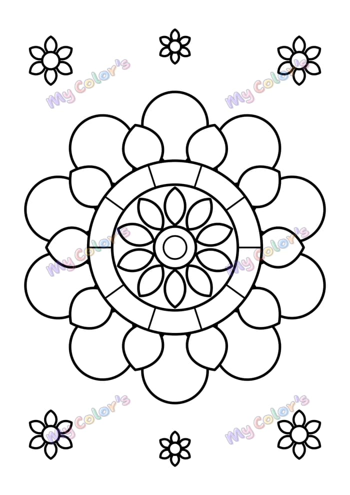 Coloriage Mandala double corolle à imprimer