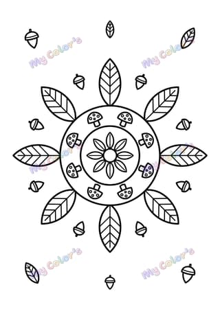Coloriage Mandala feuilles d’automne à imprimer