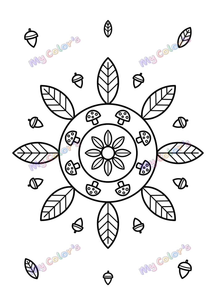 Coloriage Mandala feuilles d’automne à imprimer