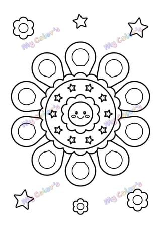 Coloriage Mandala fleur enchantée à imprimer