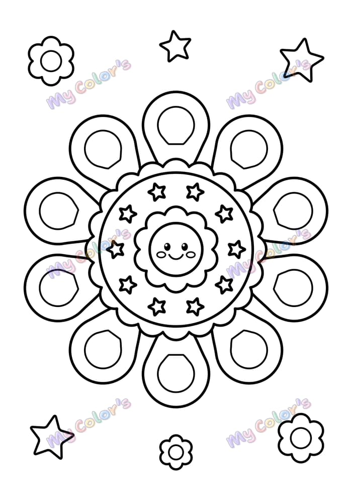 Coloriage Mandala fleur enchantée à imprimer