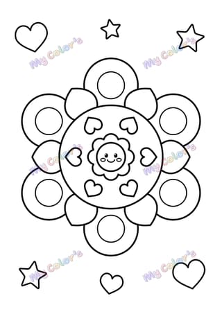 Coloriage Mandala fleur souriante à imprimer