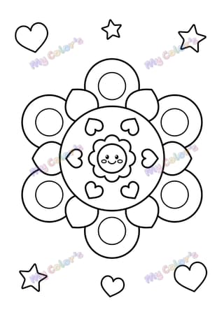 Coloriage Mandala fleur souriante à imprimer