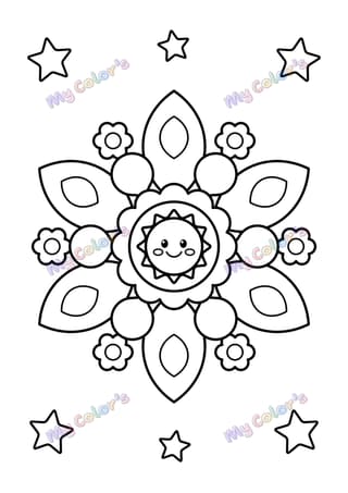 Coloriage Mandala flocon fleuri à imprimer