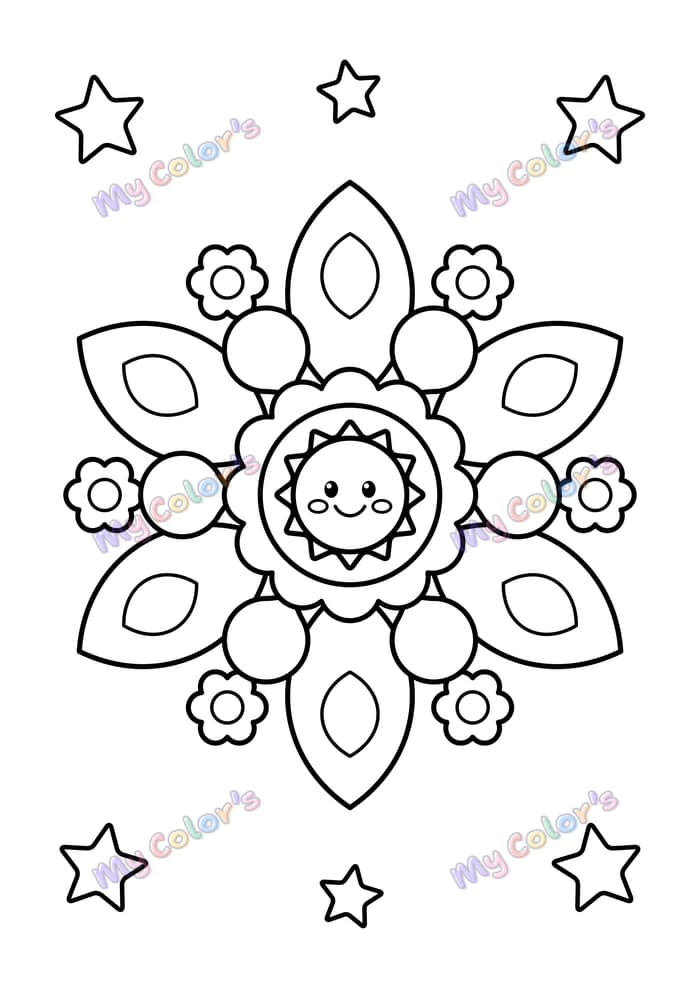 Coloriage Mandala flocon fleuri à imprimer