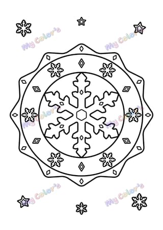 Coloriage Mandala flocons de neige à imprimer
