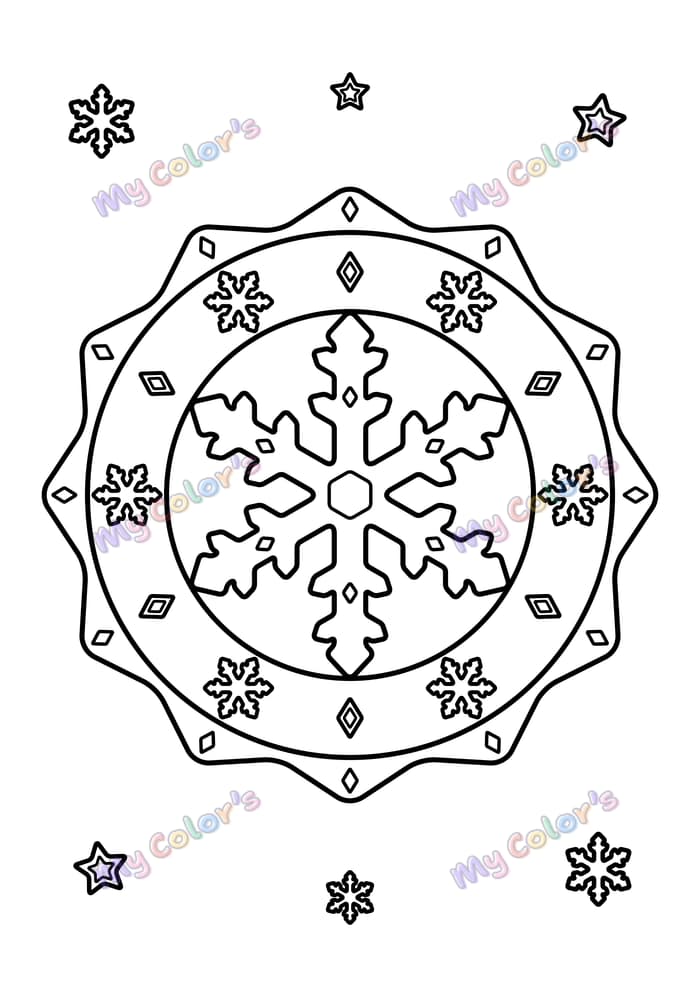 Coloriage Mandala flocons de neige à imprimer