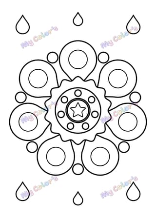 Coloriage Mandala gouttes et bulles à imprimer